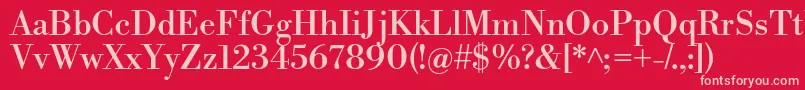 LibrebodoniRegular-fontti – vaaleanpunaiset fontit punaisella taustalla