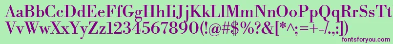 フォントLibrebodoniRegular – 緑の背景に紫のフォント