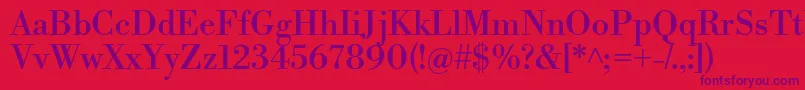 Czcionka LibrebodoniRegular – fioletowe czcionki na czerwonym tle