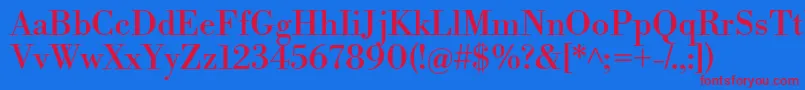 LibrebodoniRegular Font – Red Fonts on Blue Background