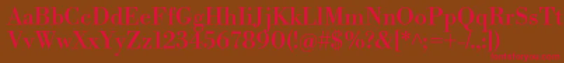 LibrebodoniRegular-fontti – punaiset fontit ruskealla taustalla