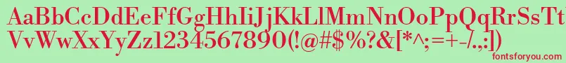 LibrebodoniRegular-fontti – punaiset fontit vihreällä taustalla