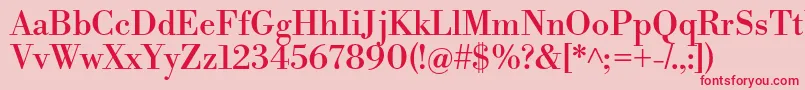 LibrebodoniRegular-fontti – punaiset fontit vaaleanpunaisella taustalla