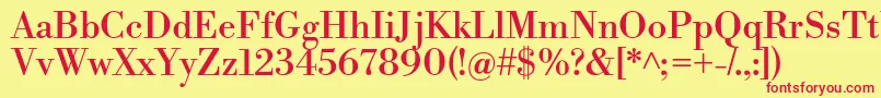 Шрифт LibrebodoniRegular – красные шрифты на жёлтом фоне