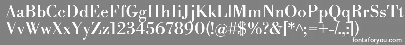 LibrebodoniRegular-fontti – valkoiset fontit harmaalla taustalla