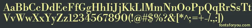 LibrebodoniRegular-fontti – keltaiset fontit mustalla taustalla