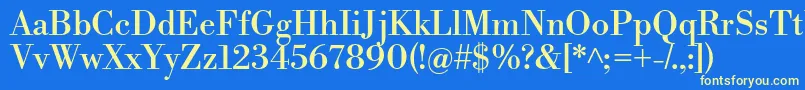 LibrebodoniRegular-fontti – keltaiset fontit sinisellä taustalla