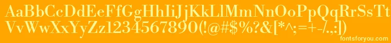 LibrebodoniRegular-fontti – keltaiset fontit oranssilla taustalla