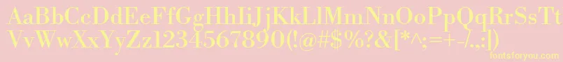 LibrebodoniRegular-fontti – keltaiset fontit vaaleanpunaisella taustalla