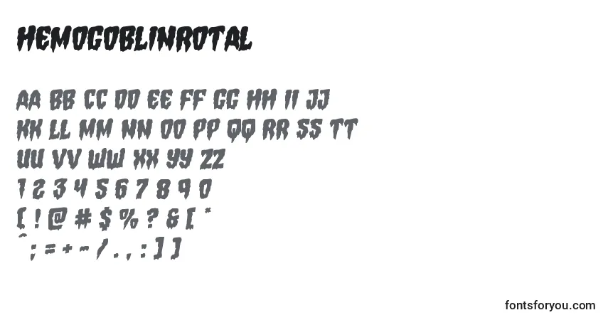 A fonte Hemogoblinrotal – alfabeto, números, caracteres especiais