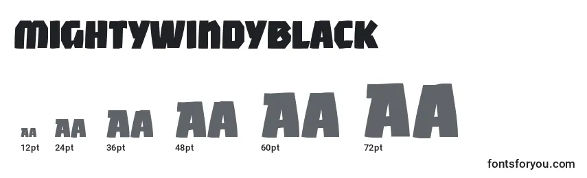 Размеры шрифта Mightywindyblack