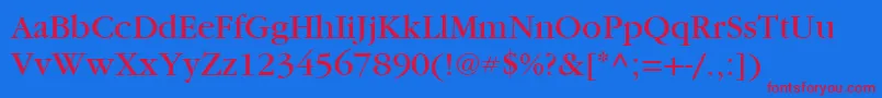 Czcionka ItcGaramondLtBook – czerwone czcionki na niebieskim tle