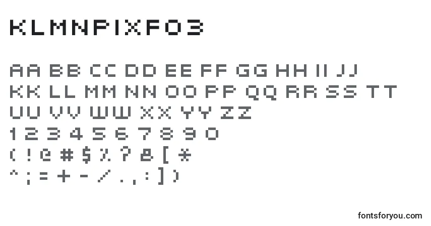 KlmnPixf03-fontti – aakkoset, numerot, erikoismerkit