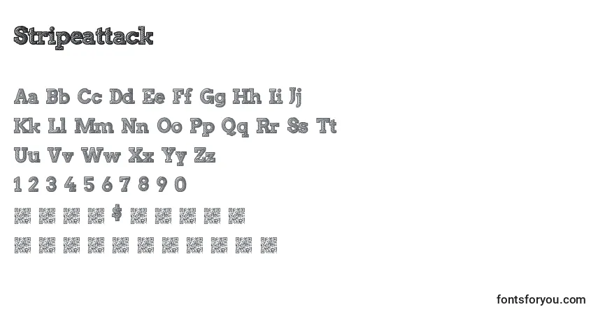 Czcionka Stripeattack – alfabet, cyfry, specjalne znaki