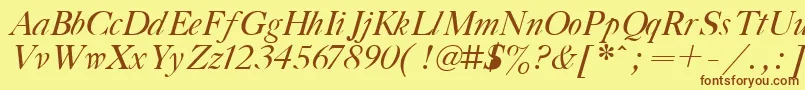Fonte Gaztiita – fontes marrons em um fundo amarelo