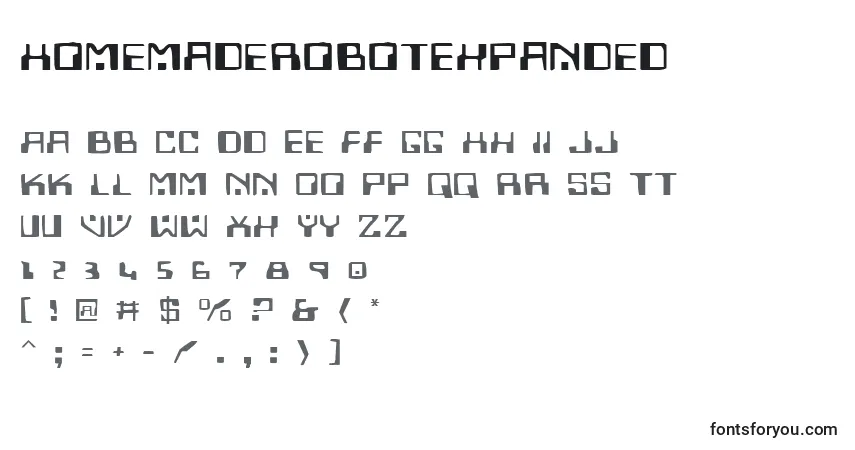 A fonte HomemadeRobotExpanded – alfabeto, números, caracteres especiais