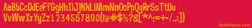 Mrbubblefont-Schriftart – Orangefarbene Schriften auf rotem Hintergrund