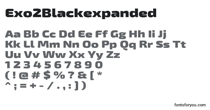 A fonte Exo2Blackexpanded – alfabeto, números, caracteres especiais