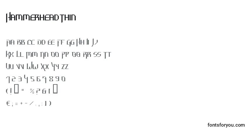 Шрифт HammerheadThin – алфавит, цифры, специальные символы