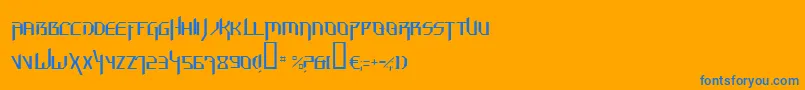 HammerheadThin-Schriftart – Blaue Schriften auf orangefarbenem Hintergrund