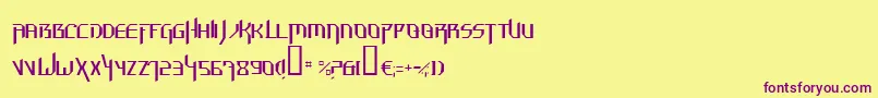 HammerheadThin-fontti – violetit fontit keltaisella taustalla