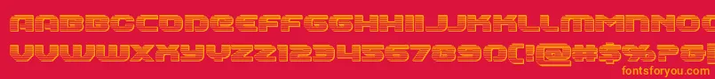 Annapolischrome-Schriftart – Orangefarbene Schriften auf rotem Hintergrund