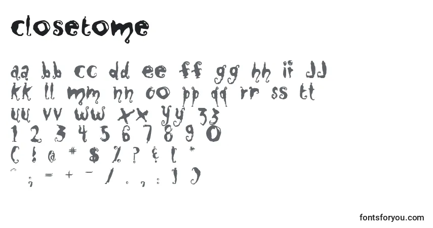 Шрифт CloseToMe – алфавит, цифры, специальные символы