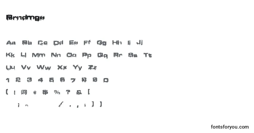 Шрифт Brndmge – алфавит, цифры, специальные символы