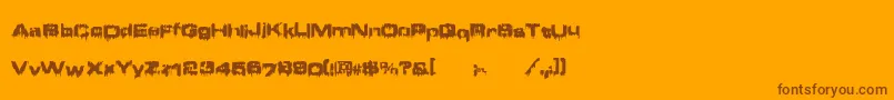 Brndmge-Schriftart – Braune Schriften auf orangefarbenem Hintergrund