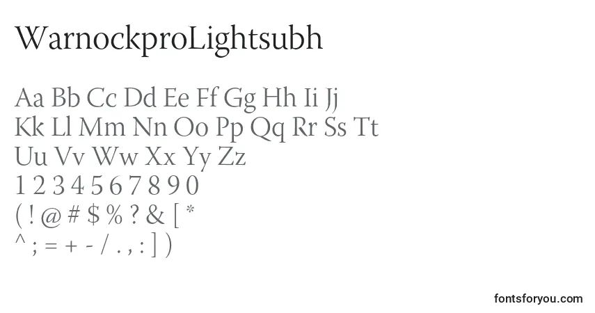 Czcionka WarnockproLightsubh – alfabet, cyfry, specjalne znaki