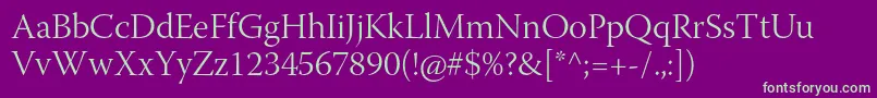 WarnockproLightsubh Font – Green Fonts on Purple Background