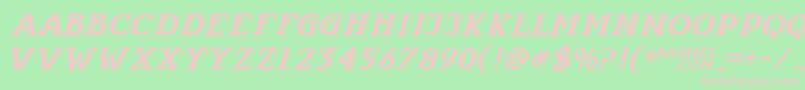Infantylitalic-fontti – vaaleanpunaiset fontit vihreällä taustalla