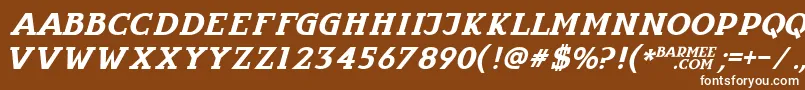 Infantylitalic-Schriftart – Weiße Schriften auf braunem Hintergrund