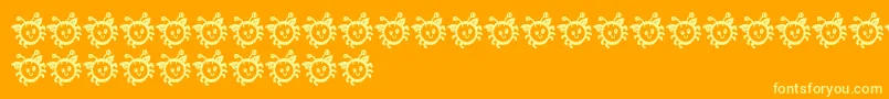 CuddleBug-Schriftart – Gelbe Schriften auf orangefarbenem Hintergrund
