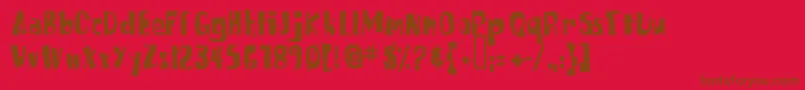Fonte SpongefontSquaretype – fontes marrons em um fundo vermelho