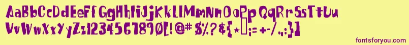SpongefontSquaretype-Schriftart – Violette Schriften auf gelbem Hintergrund