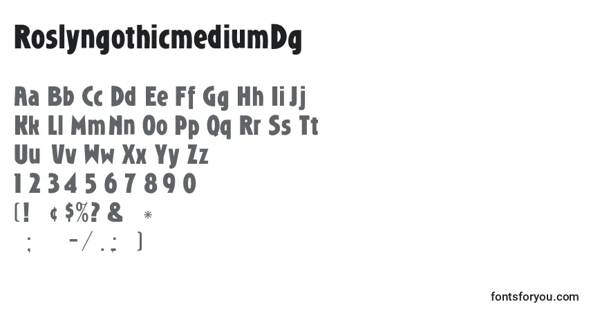 Czcionka RoslyngothicmediumDg – alfabet, cyfry, specjalne znaki
