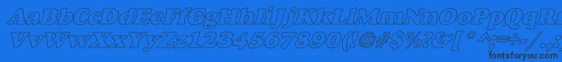 AlfredoHeavyHollowItalic Font – Black Fonts on Blue Background