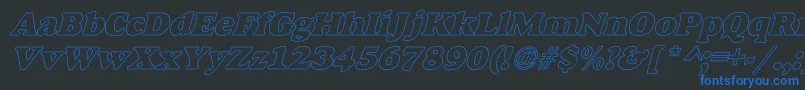 AlfredoHeavyHollowItalic Font – Blue Fonts on Black Background