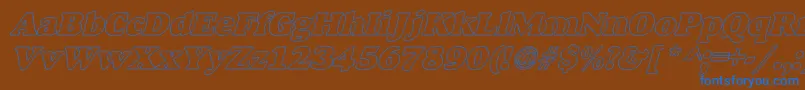AlfredoHeavyHollowItalic Font – Blue Fonts on Brown Background