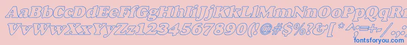 AlfredoHeavyHollowItalic Font – Blue Fonts on Pink Background