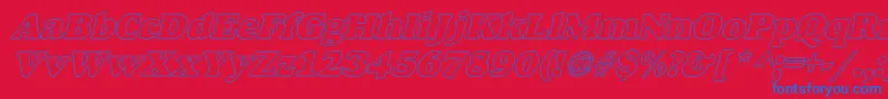 AlfredoHeavyHollowItalic Font – Blue Fonts on Red Background