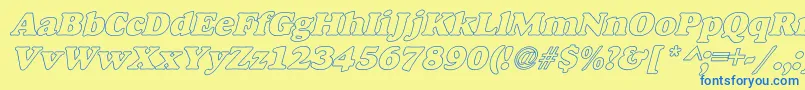 AlfredoHeavyHollowItalic Font – Blue Fonts on Yellow Background