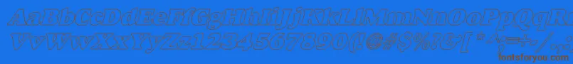 AlfredoHeavyHollowItalic-Schriftart – Braune Schriften auf blauem Hintergrund