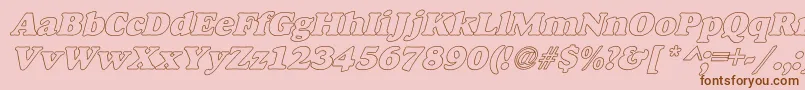 AlfredoHeavyHollowItalic Font – Brown Fonts on Pink Background