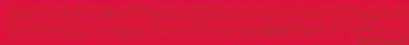 AlfredoHeavyHollowItalic Font – Brown Fonts on Red Background