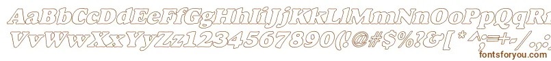 AlfredoHeavyHollowItalic-fontti – ruskeat fontit valkoisella taustalla