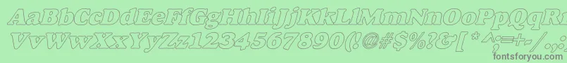 AlfredoHeavyHollowItalic Font – Gray Fonts on Green Background