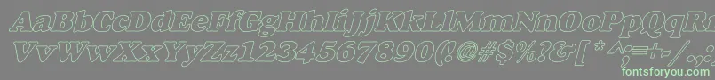 AlfredoHeavyHollowItalic Font – Green Fonts on Gray Background