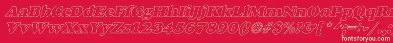 AlfredoHeavyHollowItalic-Schriftart – Grüne Schriften auf rotem Hintergrund
